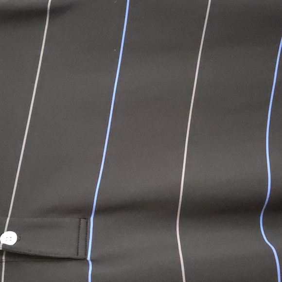 DUNNING GOLF MENS SHORT SLEEVE POLO BLACK WITH BLUE & GRAY STRIPES SMALL - Picture 3 of 6